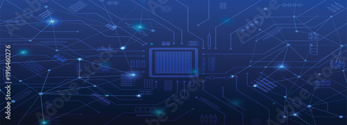 abstract circuit board lines blue gradient technology