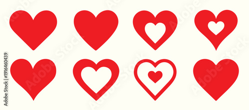 red heart icon set red heart collection valentines red