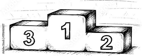 sketch silhouette podium with numbers 1, 2, 3