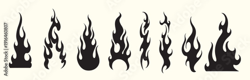 set of different fire flames
