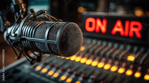Close-up of studio microphone, 