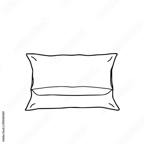 Black silhouette of compressed pillow inside a vacuum storage bag shape, minimalist vector illustration for organization and travel packing design