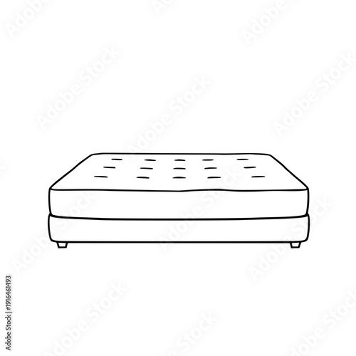 Solid black silhouette of a thin rectangular mattress topper layer isolated on white, showcasing comfort and support for bedding and home decor projects