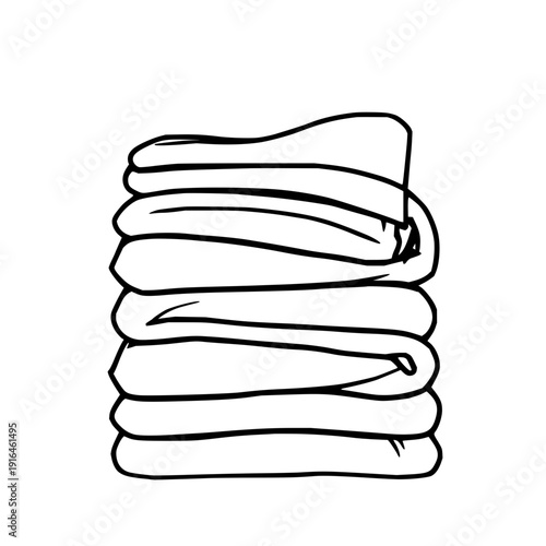 Neatly Stacked Black Blankets: A Minimalist Silhouette Design Element for Home Decor and Textile Concepts