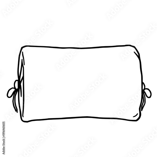 Black silhouette side view of a cylindrical bolster pillow with tied fabric ends, showcasing a clean geometric shape for interior design mood boards