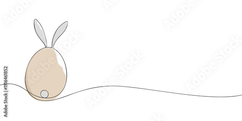 Minimal illustration of an Easter egg styled as a bunny with rabbit ears and tail, symbolizing spring, Easter celebration, and festive holiday tradition