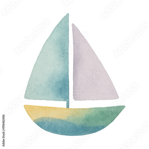 PNG Watercolor sailboat illustration art.