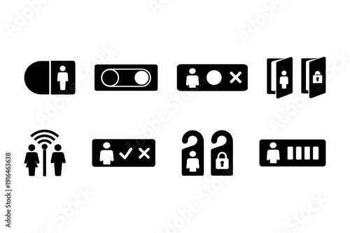 Icon set depicting restroom signs and privacy indicators