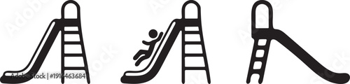 Three different types of slides for kids to play on