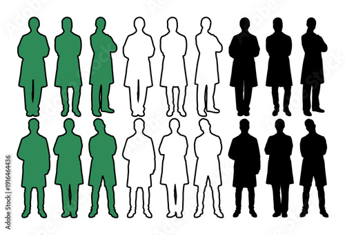 Diverse group of stylized figures representing team members and individuals