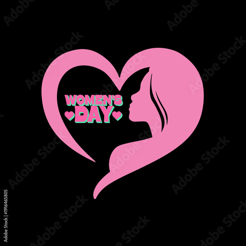 International Women's Day, March 8 Poster with woman face silhouette illustration. Women's Day greeting card wit group women avatar head illustration. Important day