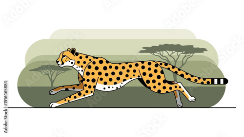 Cheetah running in the African savanna