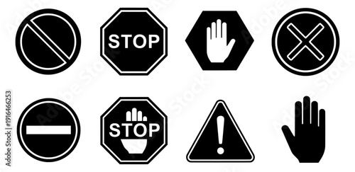 Safety Signs: A collection of various safety signs, each communicating a specific directive for safety awareness. The image uses simple, yet clear, monochrome, drawing attention to the messages.
