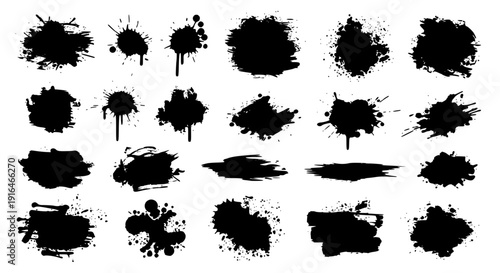 Ink Blots: A collection of various ink blots or paint stains, offering a versatile range of textures and shapes for artistic or design use. 