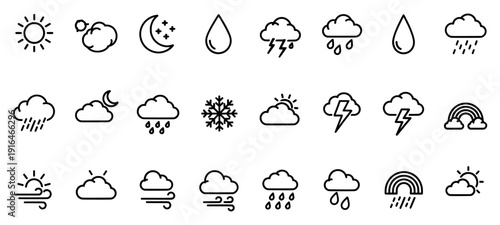 Weather Icons Collection: A comprehensive set of weather icons, meticulously designed, suitable for various design projects and applications