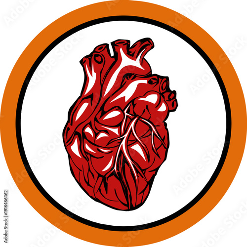 Create a Realistic heart vector art with white background.
