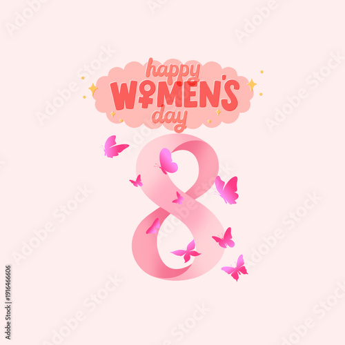 International Women's Day, March 8 Poster with woman face silhouette illustration. Women's Day greeting card wit group women avatar head illustration. Important day