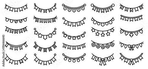 Festive Banner Embellishments: An assortment of decorative banner elements, perfect for adding a touch of celebration to any project, embodying joy, fun, and occasion