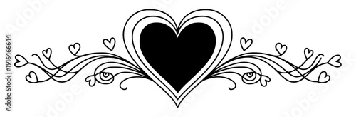 Heart's Serenade: A black heart, embraced by delicate floral elements, creating a captivating design, ready to share the affection