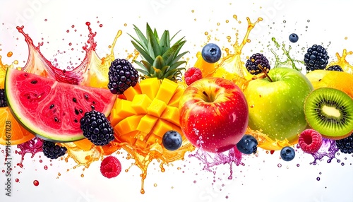 Colorful Fruit Explosion - A Vibrant Display of Freshness and Flavor.