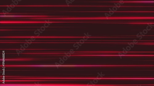 Thin red neon lines move horizontally across the dark space, like laser beams.