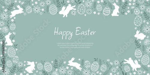 Cute hand drawn easter eggs frame, fun easter decoration, great for banners, wallpapers, cards - vector design