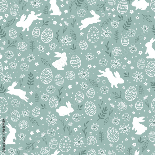 Cute hand drawn easter eggs seamless pattern, fun easter decoration, great for banners, wallpapers, cards - vector design