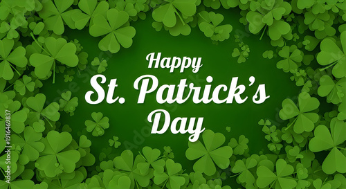 Happy st. patrick's day greeting with shamrocks