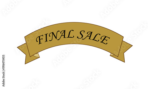 final sale, text, on a gold ribbon, icon, isolate on white,