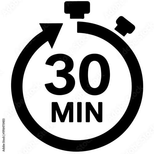 Thirty minutes timer icon on a white background