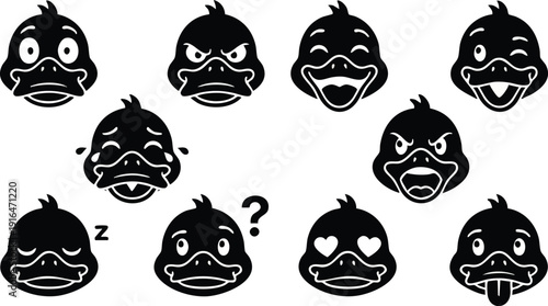 Cartoon Fish Faces with Various Expressions.