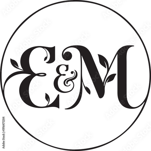 Elegant couple initial circle monogram design perfect for weddings, engagements, anniversaries, and personalized gifts