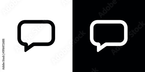 Black and white speech bubbles on split background