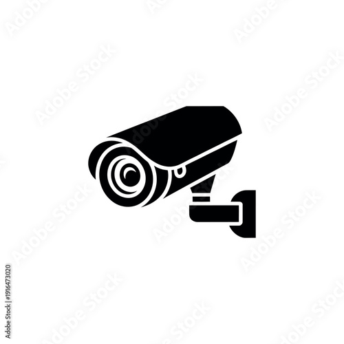 Black security camera on white background black white background