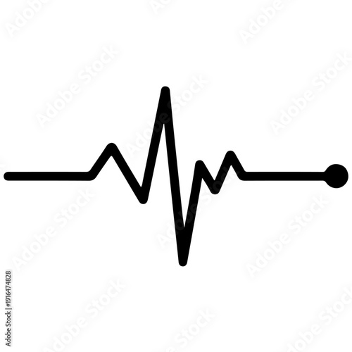 A black and white image of a heart rate line graph