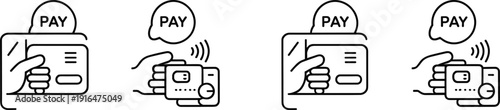 Contactless payment icons set, mobile pay credit card transaction vectorContactless payment icons set, mobile pay credit card transaction vector