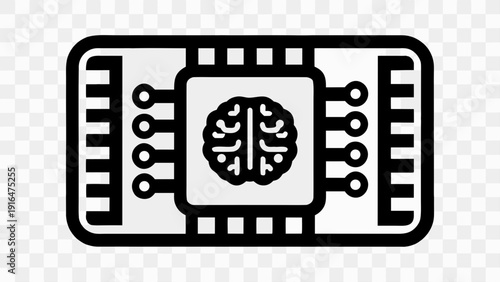 Artificial intelligence chip with brain symbol and circuitry elements