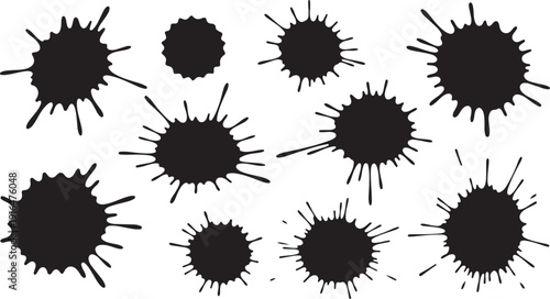 Black splatter shapes on white background vector illustration design