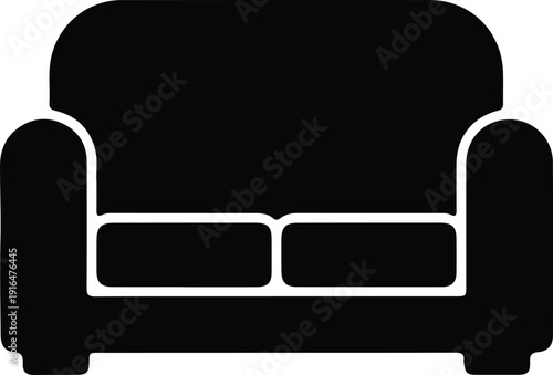 silhouette comfortable modern two seater living room furniture sofa icon vector design