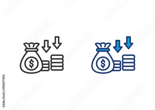 Cost Reduction Icon Set Multiple Style Collection