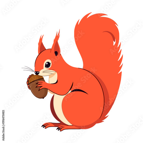 Cartoon Squirrel Holding Acorn