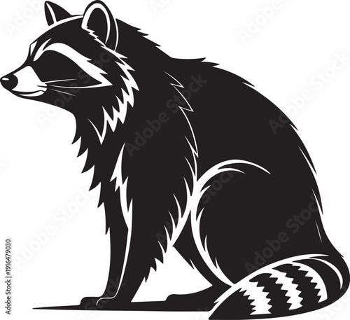 Playful Raccoon Silhouette Vector - Charming Animal Icon for Nature, Wildlife, and Forest Designs