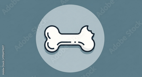 White dog bone icon on gray background symbol for pet care and animal treats