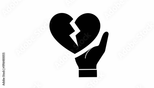 Hand Holding Broken Heart Symbol for Emotional Support and Loss Icon