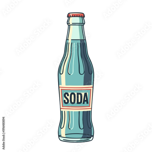 Refreshing Glass Bottle of Soda Pop Beverage Illustration.