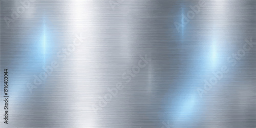 A polished silver stainless steel plate with an industrial brushed metal texture creates a shiny metallic gray surface pattern on a smooth aluminum alloy sheet background