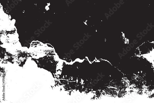 Heavy grunge wall texture, peeling paint effect represented in black and white vector background.