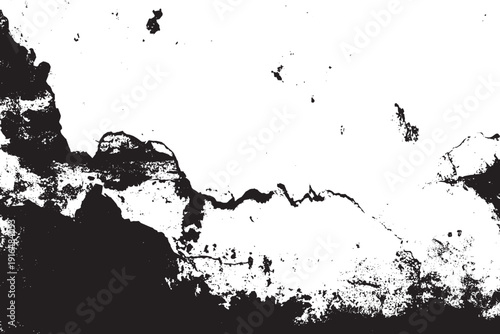 Heavy grunge wall texture, peeling paint effect represented in black and white vector background.