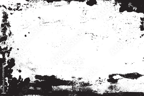 Heavy grunge wall texture, peeling paint effect represented in black and white vector background.