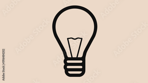 Graphic Illustration of a Black Outline Light Bulb Symbolizing Ideas, Inspiration, Innovation, and New Concepts
